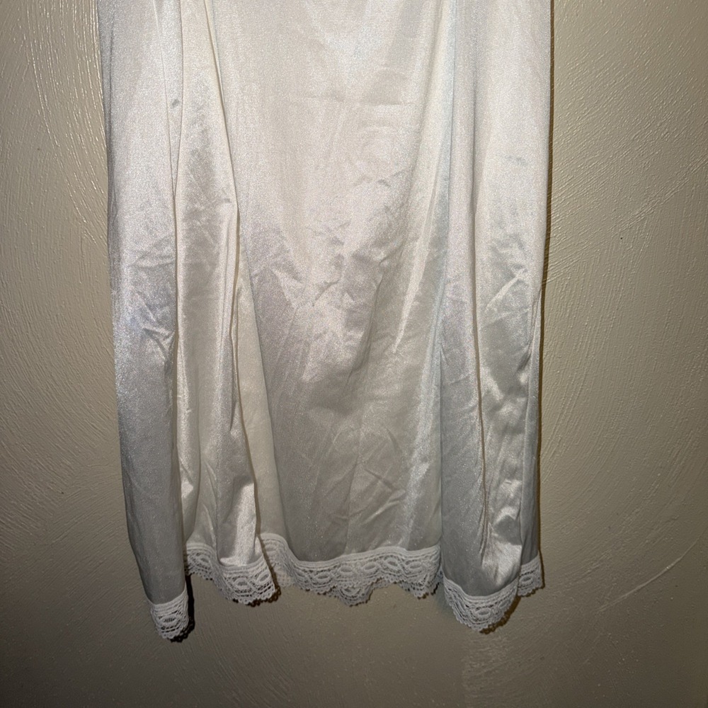 Vtg Floral Fairy Lace Satin Babydoll Slip Dress Size 36 White Romantic Coquette - Picture 7 of 8